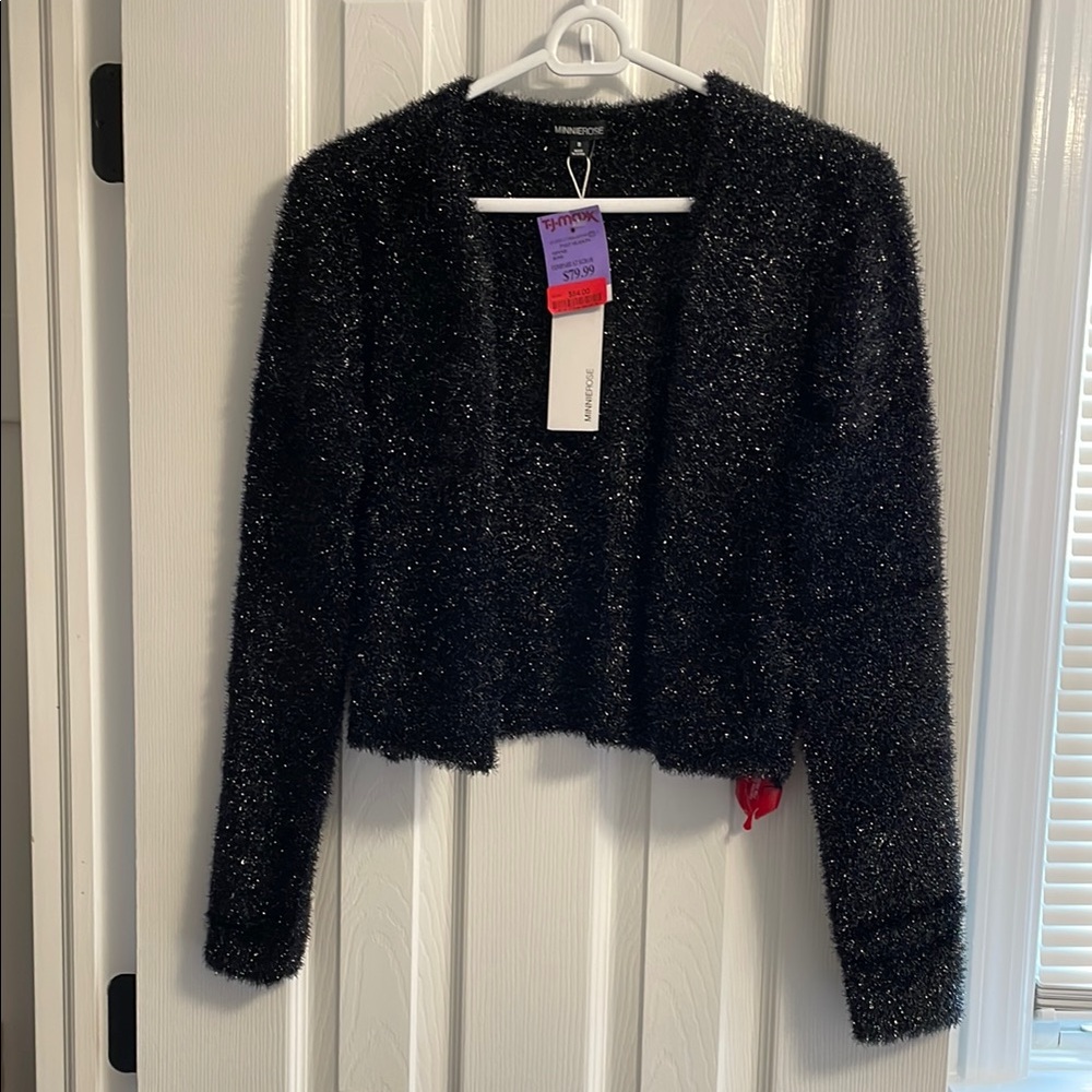 Black Sparkly Tinsel Cardigan